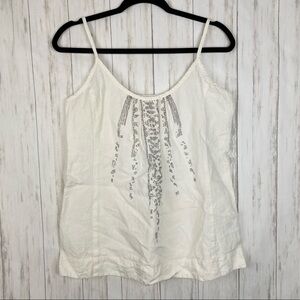 Eileen Fisher organic linen cream sequin tank